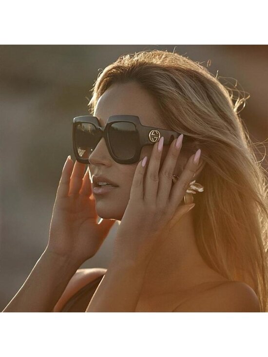 Gucci GG0053S 001 Sunglasses Black Square Frame, Grey Gradient Lenses main image 4